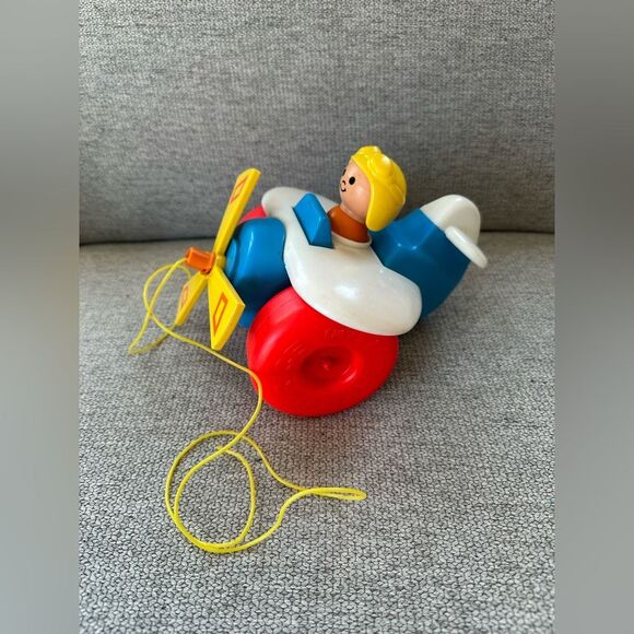 Fisher Price Vintage 1980 Pull Along Plane Toddler Toy - Picture 3 of 6